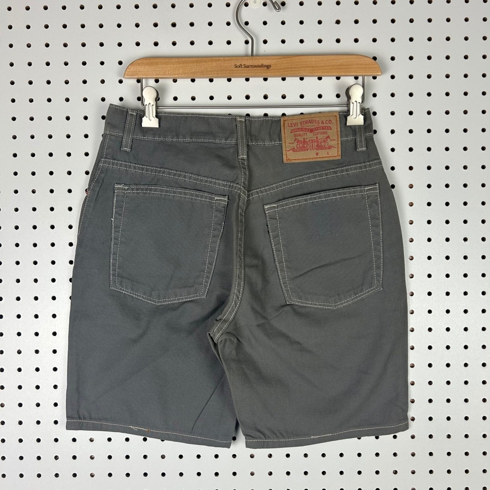 Levis 517 Shorts Womens 9 Jr Gray Denim High Rise Made in USA 28" Waist Cotton